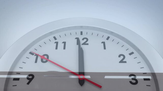 On start clock second hand sweeping counterclockwise while train blurring illustrating rewind