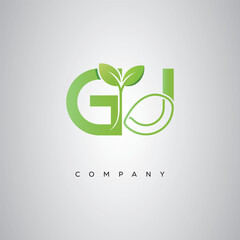 GJ Natural Leaf Monogram Logo – Elegant Eco-Friendly Initial Design for Creative Branding & Organic Businesses