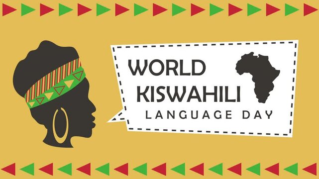 2d World Kiswahili Language Day Animation VIdeo with African Woman Concept