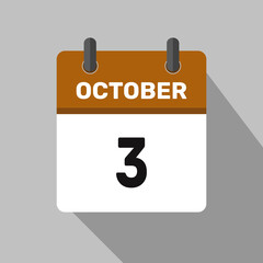 3 october calendar icon vector design month illustration