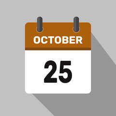 25 october calendar icon vector design month illustration
