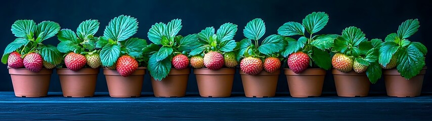 Strawberries in terracotta pots