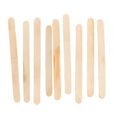 A close up arrangement of wooden popsicle sticks standing upright   studio shot isolated on transparent background