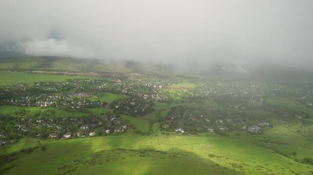 Aerial of Ken Caryl Valley neighborhood in Littleton Colorado in spring