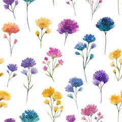 A colorful floral pattern is painted on a white background