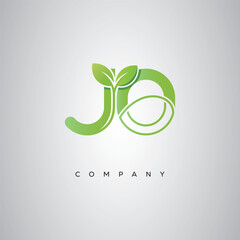 JO Natural Leaf Monogram Logo – Elegant Eco-Friendly Initial Design for Creative Branding & Organic Businesses