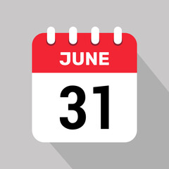 calendar 31 june icon vector illustration date background graphic design.