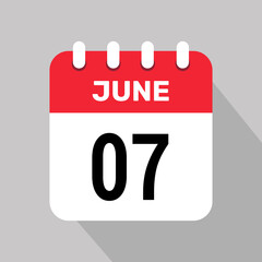 calendar 7 june icon vector illustration date background graphic design.