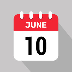 calendar 10 june icon vector illustration date background graphic design.