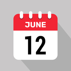 calendar 12 june icon vector illustration date background graphic design.