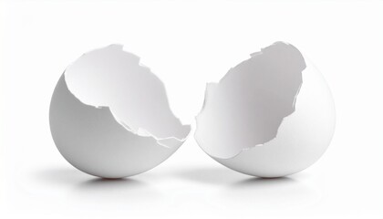 Empty broken egg shell isolated on white background 