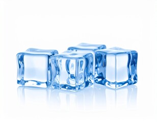 Ice cubes in blue isolated on white background 