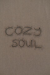 Cozy Soul – Handwritten Message on Volcanic Sand