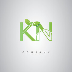 KN Natural Leaf Monogram Logo – Elegant Eco-Friendly Initial Design for Creative Branding & Organic Businesses