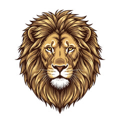 Fototapeta premium Majestic Lion Head Illustration - Roaring King of the Jungle