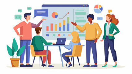 Business team discussing charts and graphs at a meeting