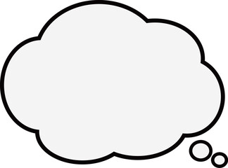 グレーの線の雲の形のふきだし。吹き出しの尻尾は丸い。