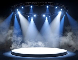 Empty stage lit by spotlights