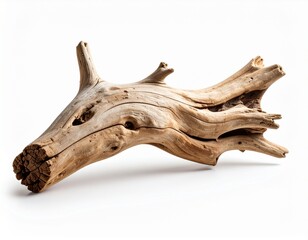 Naklejka premium Dynamic driftwood piece isolated on white background 