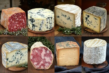 Various types of cheeses and cured meats