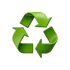 A green recycling symbol on transparent background