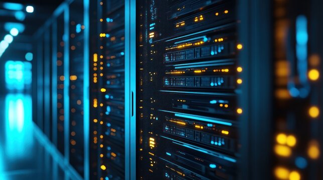 Server room infrastructure hosting for cloud computing operations and hardware - Powered by Adobe