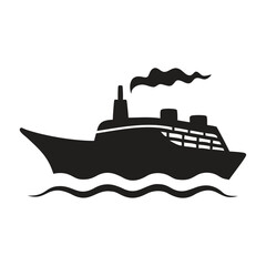 Fototapeta premium Big cruise ship clip art. Flat monochrome vector illustration 