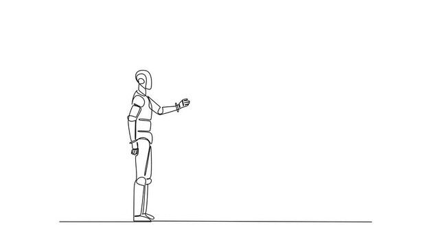 Animated self drawing of continuous one line drawing robot is chasing a hook that has a dollar bill attached to it. Camouflage. Deception. National Senior Fraud Awareness Day. Full length animation