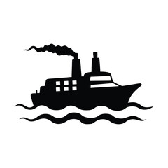 Obraz premium Cruise Ship Silhouette Icon Black Vector Illustration of Passenger Boat at Sea for Travel and Maritime Design
