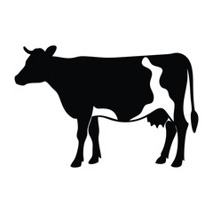 Cow black silhouette vector isolated on white background	