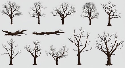 Winter's Embrace: Bare Tree Silhouettes