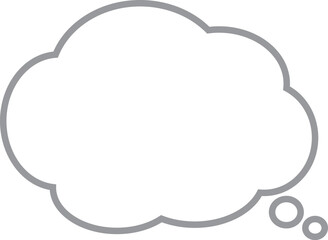 グレーの線の雲の形のふきだし。吹き出しの尻尾は丸い。