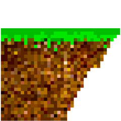 Pixel ground pedestal icon vector with grassy top and soil layers, perfect for retro game design, terrain assets, and platform creation. Ideal for pixel games, UI tiles, and digital environment use.