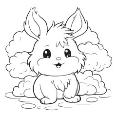 Cute Fluffy Bunny Coloring Page for Kids