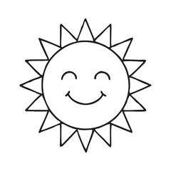 Smiling Sun Coloring Page for Kids