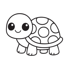 Cute Cartoon Turtle Coloring Page