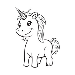 Cheerful Unicorn with Flowing Mane Coloring Page