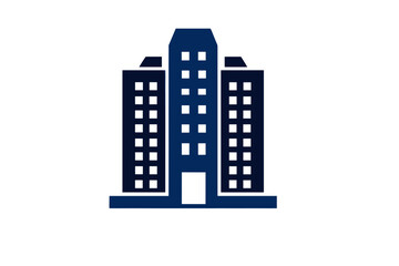 Naklejka premium Navy Blue Building Vector Illustration on White Background Corporate Identity Icon of Urban Architecture