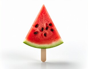 Watermelon slice on ice cream stick isolated on white background