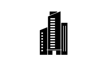 Obraz premium Architectural Black Buildings on White Backdrop Urban Landscape Design Vector Artwork