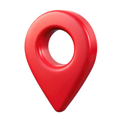 Red Location Pin Icon with Circular Hollow Center 3d icon in cartoon plastic style minimal isolated on transparent white background, clipping path