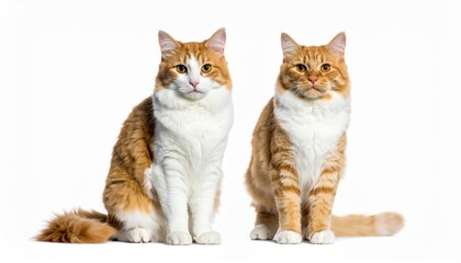 Fototapeta premium Ginger and white cat isolated on white background