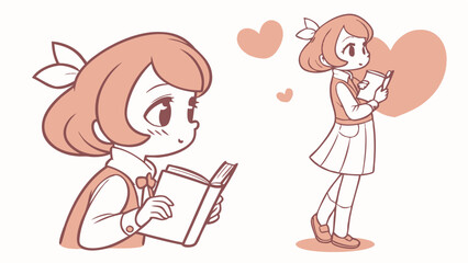 Cute Cartoon Schoolgirl Walking with Backpack – Student Character Illustration