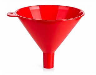 Plastic funnel with red color isolated on white background