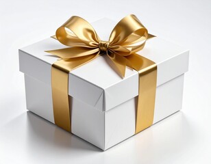 Obraz premium Gift box tied ribbon isolated on white background