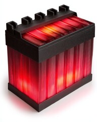 Illuminated Red Car Battery: High-Performance Power Source