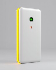 Sleek White Smartphone with Yellow Accent - Modern Mobile Design