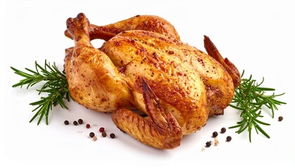 Broiled seasoned chicken isolated white background 
