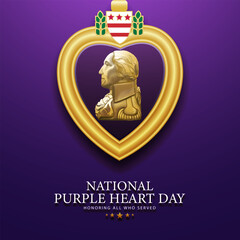 National Purple Heart Day August 7 Background Vector Illustration