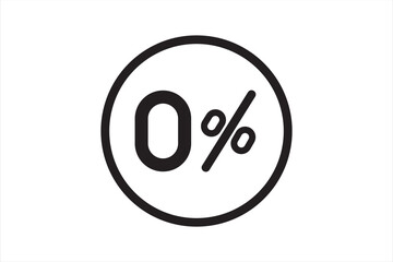 0% icon vector image on white background.